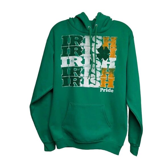 Irish Pride Hoodie Men Small Hooded Sweatshirt St. Patty Green Adult S NEW - Picture 1 of 6